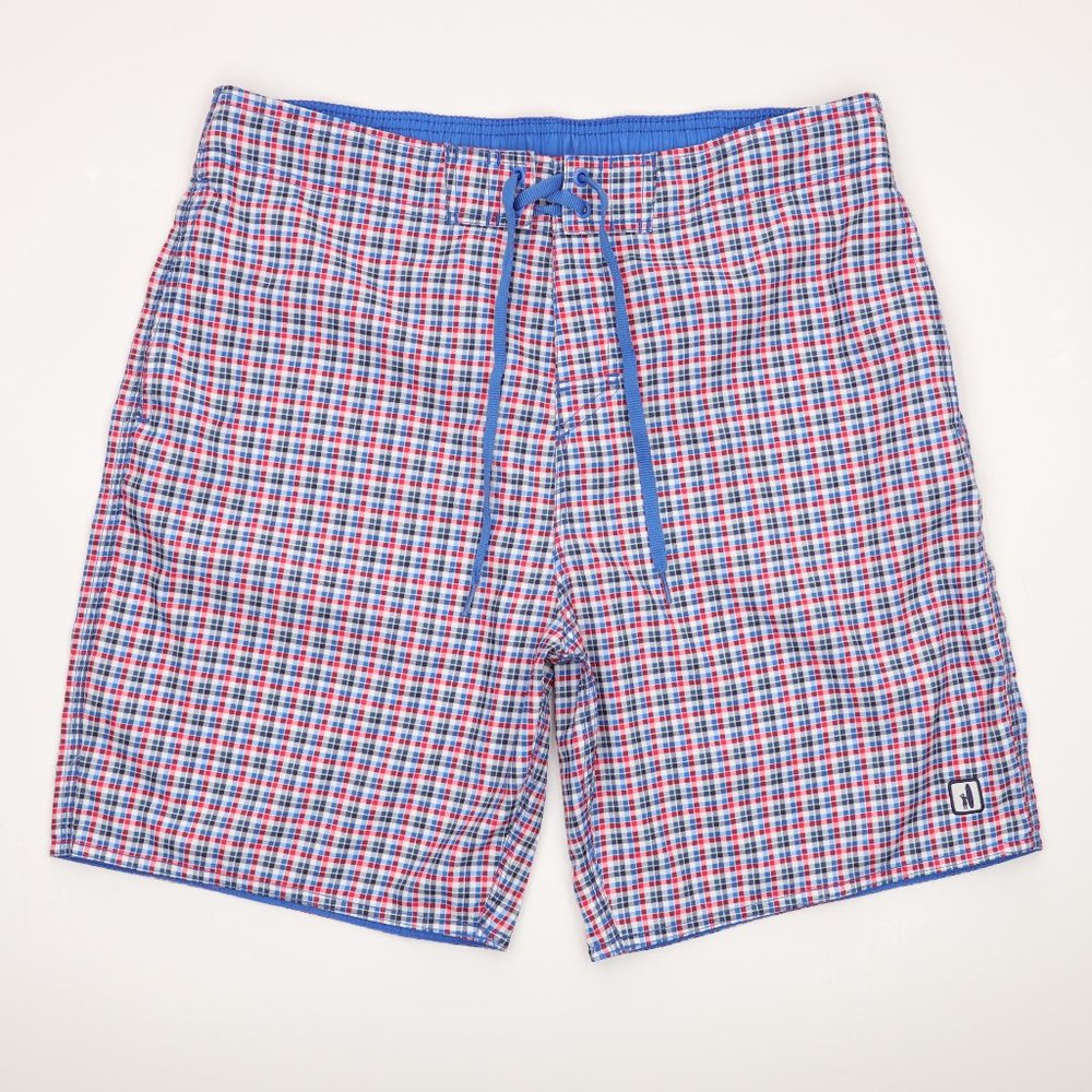 Johnnie-O Board Shorts Swim Shorts Unlined Blue/White/Red Checks Men's Size XL
